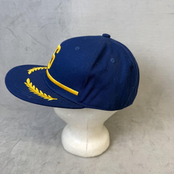 Alaska Airlines Hat Cap Snap Back Blue Gold Pilot Captain Embroidered Mens - Picture 3 of 10